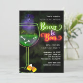 Halloween Booze en Boos Cocktail Party Uitnodiging (Staand voorkant)