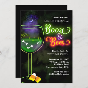 Halloween Booze en Boos Cocktail Party Uitnodiging