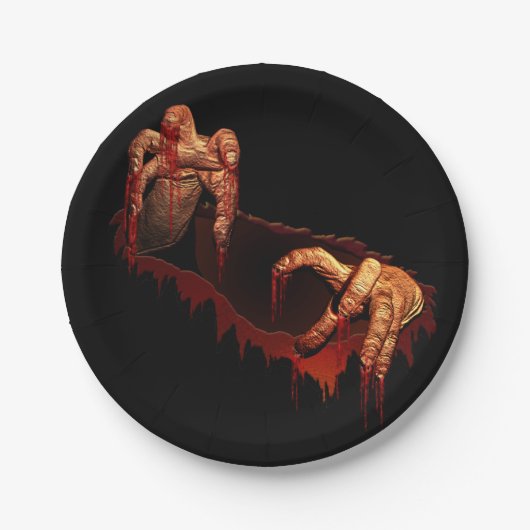 Halloween Borden feestelijke zombie meisje papier  Papieren Bordje (Voorkant)