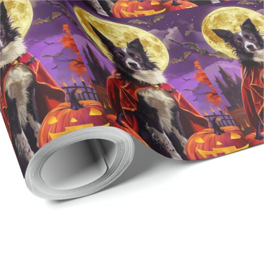 Halloween Border Collie Dog Pumpkins eng Cadeaupapier (Rol Hoek)