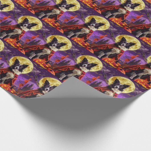 Halloween Border Collie Dog Pumpkins eng Cadeaupapier (Hoek)