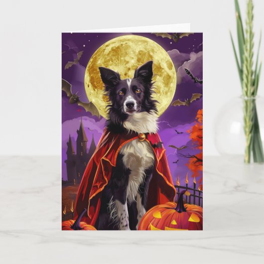Halloween Border Collie Dog Pumpkins eng Kaart (Voorkant)