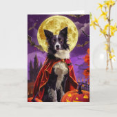 Halloween Border Collie Dog Pumpkins eng Kaart (Gele Bloem)