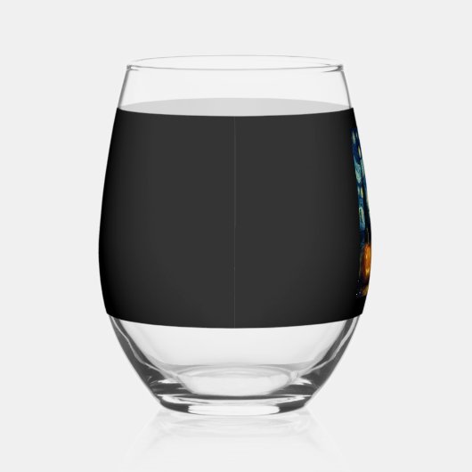 Halloween Border Collie Fall Pumpkin Wijnglas Zonder Voet (Rechts)