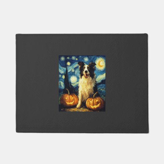 Halloween Border Collie Herfst Pompoen Deurmat (Voorkant)