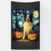 Halloween Border Collie Herfst Pompoen Spandoek (Verticaal)