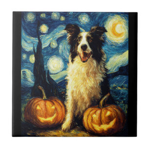 Halloween Border Collie Herfst Pompoen Tegeltje