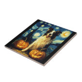 Halloween Border Collie Herfst Pompoen Tegeltje (Zijkant)