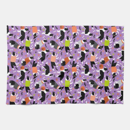 Halloween Border Collie Kitchen Towel Theedoek (Horizontaal)