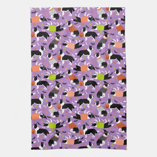 Halloween Border Collie Kitchen Towel Theedoek (Verticaal)