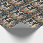Halloween Border Collie met pomkins Scary Cadeaupapier (Hoek)