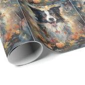 Halloween Border Collie met pomkins Scary Cadeaupapier (Rol Hoek)