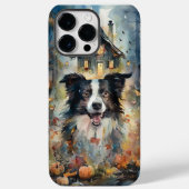 Halloween Border Collie met pomkins Scary Case-Mate iPhone Case (Achterkant)