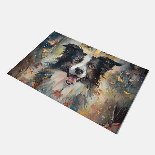 Halloween Border Collie met pomkins Scary Deurmat (Schuin)