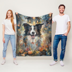 Halloween Border Collie met pomkins Scary Fleece Deken