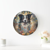 Halloween Border Collie met pomkins Scary Grote Klok (Huis)