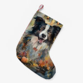 Halloween Border Collie met pomkins Scary Kleine Kerstsok (Voorkant (Hangend))