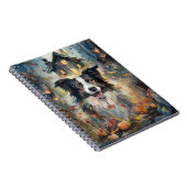 Halloween Border Collie met pomkins Scary Notitieboek (Rechterzijde)
