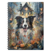 Halloween Border Collie met pomkins Scary Notitieboek (Voorkant)