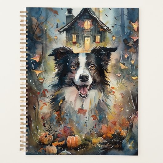 Halloween Border Collie met pomkins Scary Planner (Voorkant)
