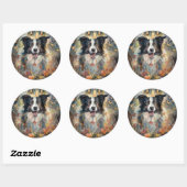Halloween Border Collie met pomkins Scary Ronde Sticker (Vel)