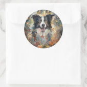 Halloween Border Collie met pomkins Scary Ronde Sticker (Tas)