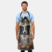 Halloween Border Collie met pomkins Scary Schort (Gedragen)