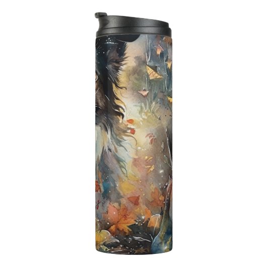 Halloween Border Collie met pomkins Scary Thermosbeker (Geroteerd rechts)