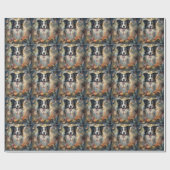 Halloween Border Collie Met Pompoenen Eng Cadeaupapier (Vlak)