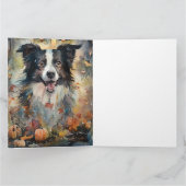 Halloween Border Collie Met Pompoenen Eng Kaart (Binnen)