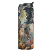 Halloween Border Collie Met Pompoenen Eng Thermosbeker (Gedraaid links)