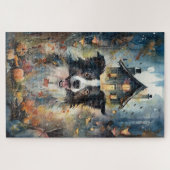 Halloween Border Collie Met Pompoenen Griezelen Legpuzzel (Horizontaal)