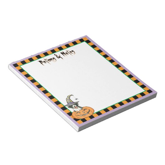 Halloween Border Collie Notitieblok (Schuin)