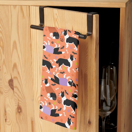 Halloween Border Collie Theedoek (Derde Gevouwen)