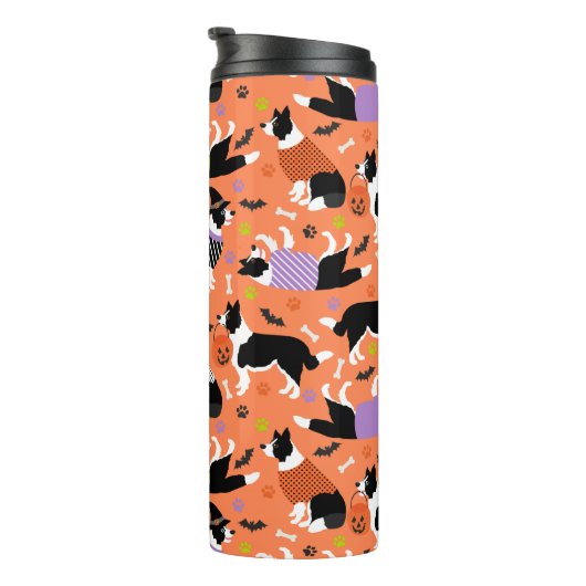 Halloween Border Collie Thermosbeker (Geroteerd rechts)