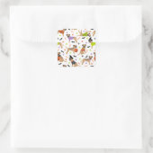 Halloween Border Terrier Square Sticker (Tas)