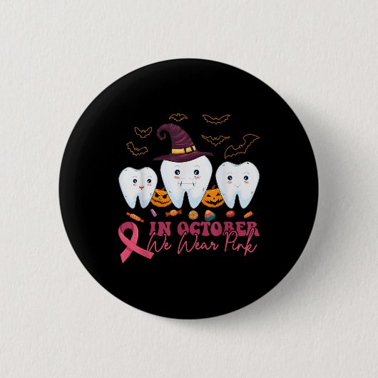 Halloween Borstkanker Bewustzijn _1 Ronde Button 5,7 Cm (Voorkant)