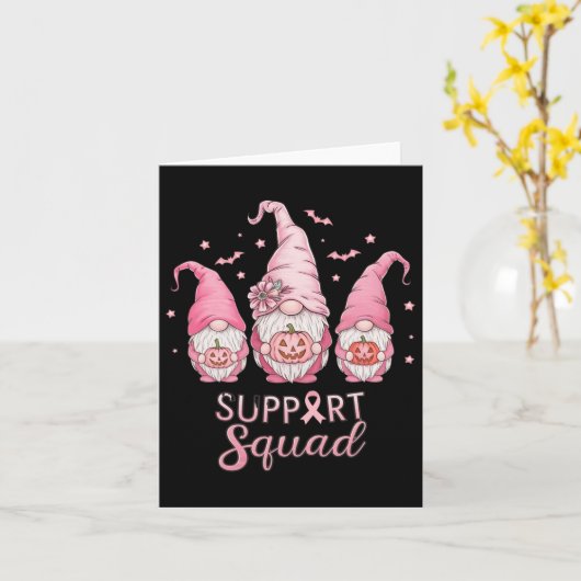 Halloween Borstkanker Bewustzijn Roze Gnomies Sup Kaart (Gele Bloem)