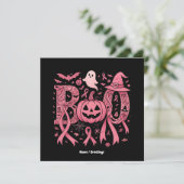 Halloween borstkanker bewustzijn roze lint kaart (Staand voorkant)
