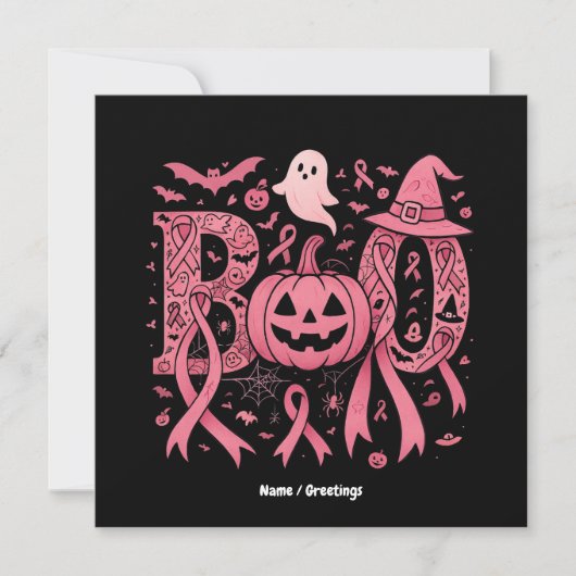 Halloween borstkanker bewustzijn roze lint kaart (Voorkant)