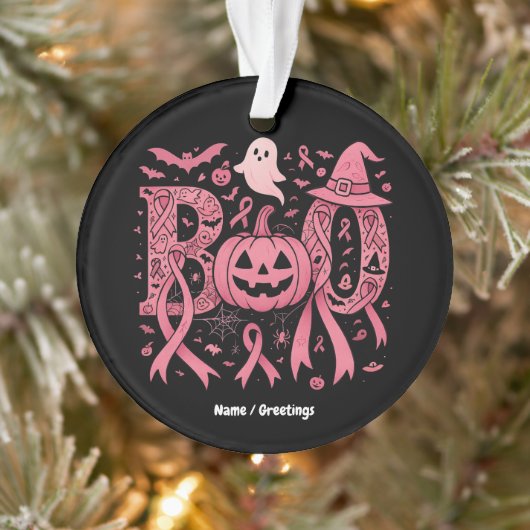 Halloween borstkanker bewustzijn roze lint ornament (Boom)