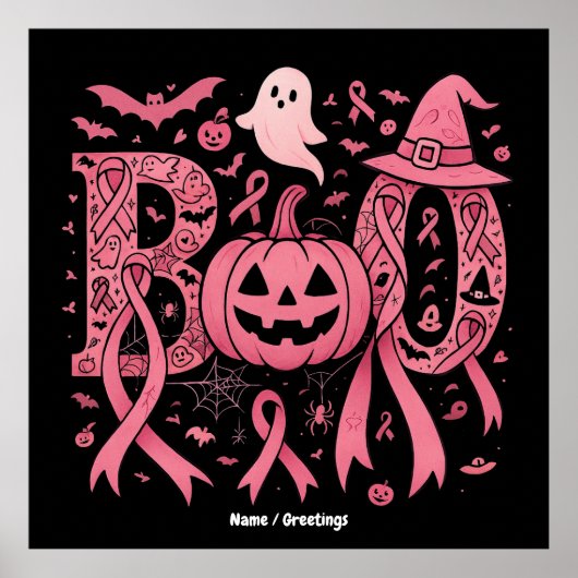 Halloween borstkanker bewustzijn roze lint poster (Voorkant)