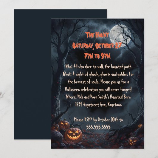 Halloween Bos Feest Kaart (Voorkant / Achterkant)