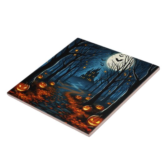 Halloween-bospad Tegeltje (Zijkant)