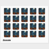 Halloween-bospad Vierkante Sticker (Vel)