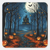 Halloween-bospad Vierkante Sticker (Voorkant)