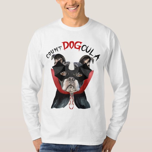 Halloween Boston Terrier Grappige Vampier Hond T-shirt (Voorkant)