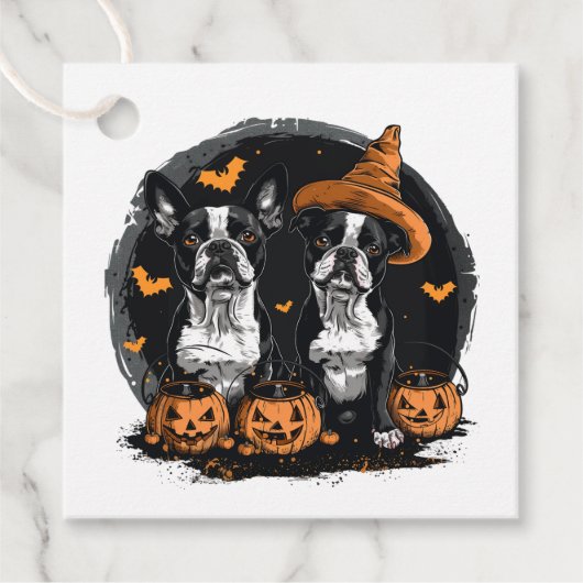 Halloween Boston Terrier Honden Bedankjes Labels (Voorkant)