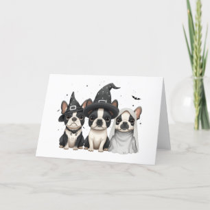 Halloween Boston Terrier Honden Feestdagen Kaart