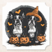 Halloween Boston Terrier Honden Kartonnen Onderzetters (Voorkant)